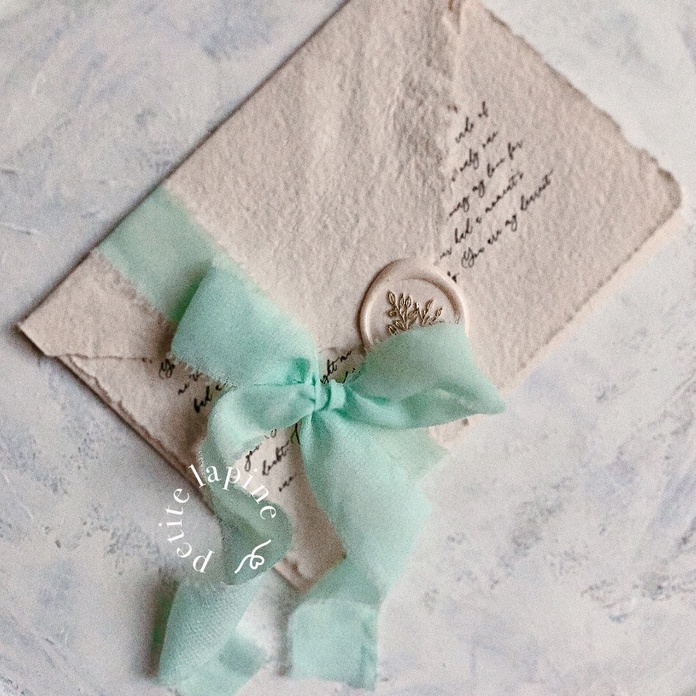 

Silk Ribbon Blue Mint | Wedding Styling Calligraphy Ribbon | Pita by Petite Lapine