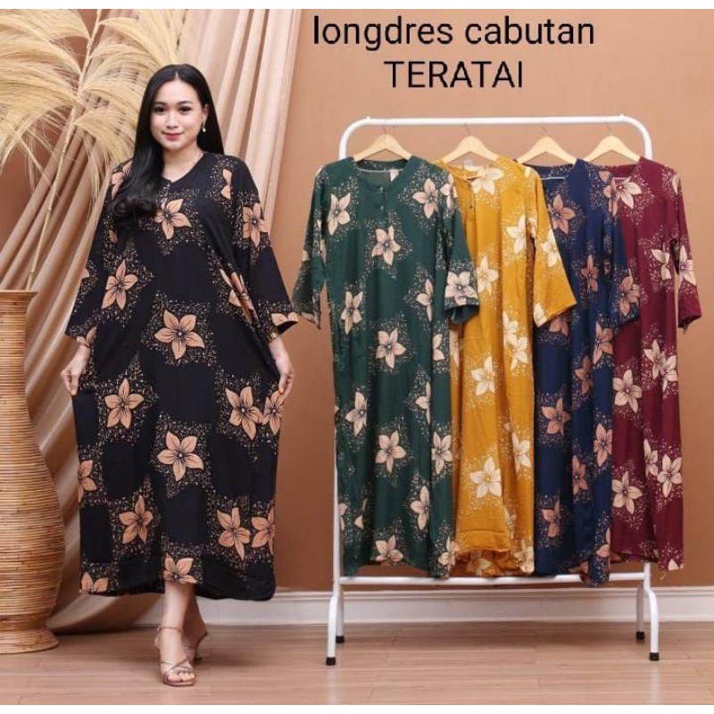 DASTER PANJANG BATIK - BUSUI DADA KANCING - SEMATA KAKI NON RUFFEL - DKAZA STORE-TERATAI