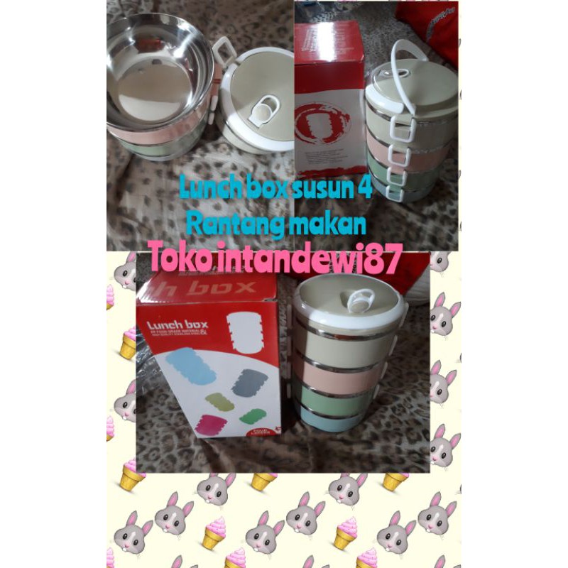 Lunch box susun 4 . Rantang makanan susun 4 . Tempat makan