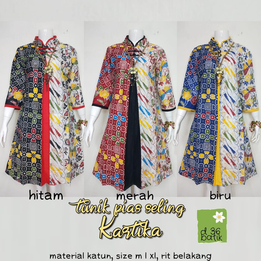 Tunik Pias Seling Kartika Batik  Cantik Modern Warna  Warni 