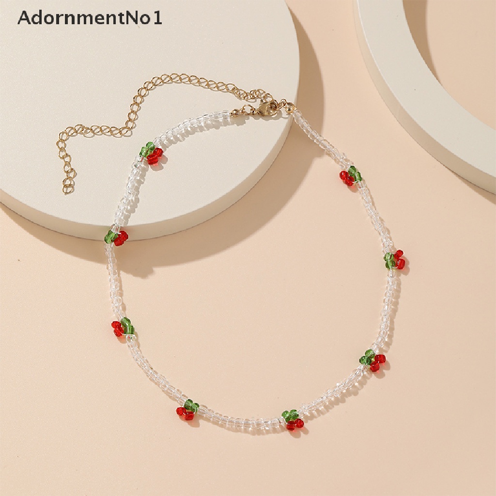 (AdornmentNo1) Kalung Choker Wanita Desain Buah Ceri Transparan Untuk Pesta / Hadiah