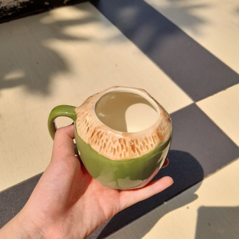 Jual Mug Coconut Whiteline Gelas Mug Keramik Bentuk Kelapa Shopee Indonesia 8346