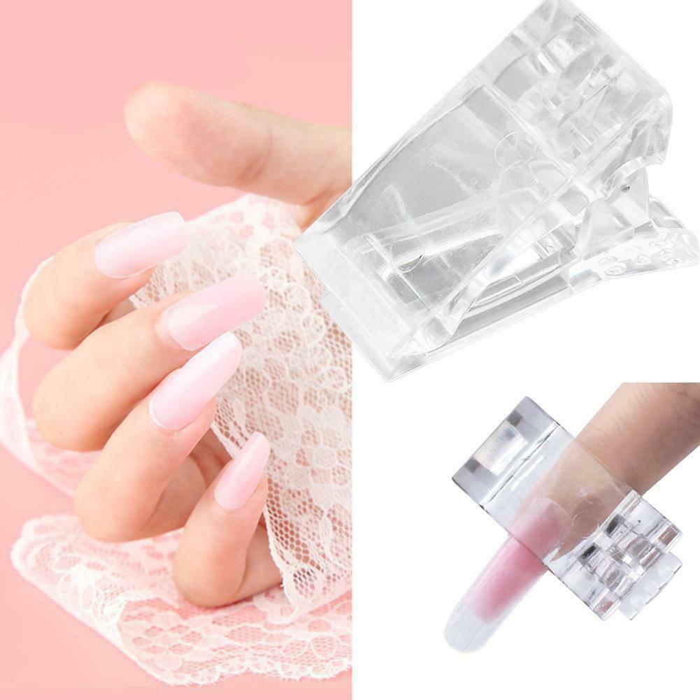 5pcs Klip Penjepit Kuku Extension Bahan Plastik Akrilik Transparan Untuk Nail Art