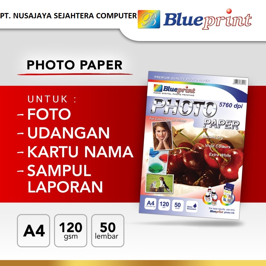 

Kertas Foto / Kertas Glossy / Glossy Paper BLUEPRINT A4 120 gsm