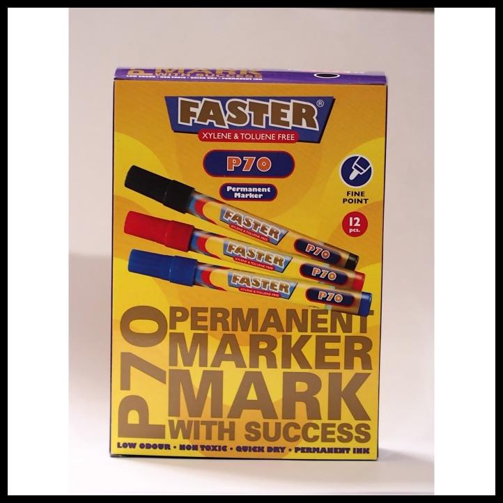 

Vanila | Faster P70, Permanent Marker Isi 12 Pcs -Black, Blue Dan Red