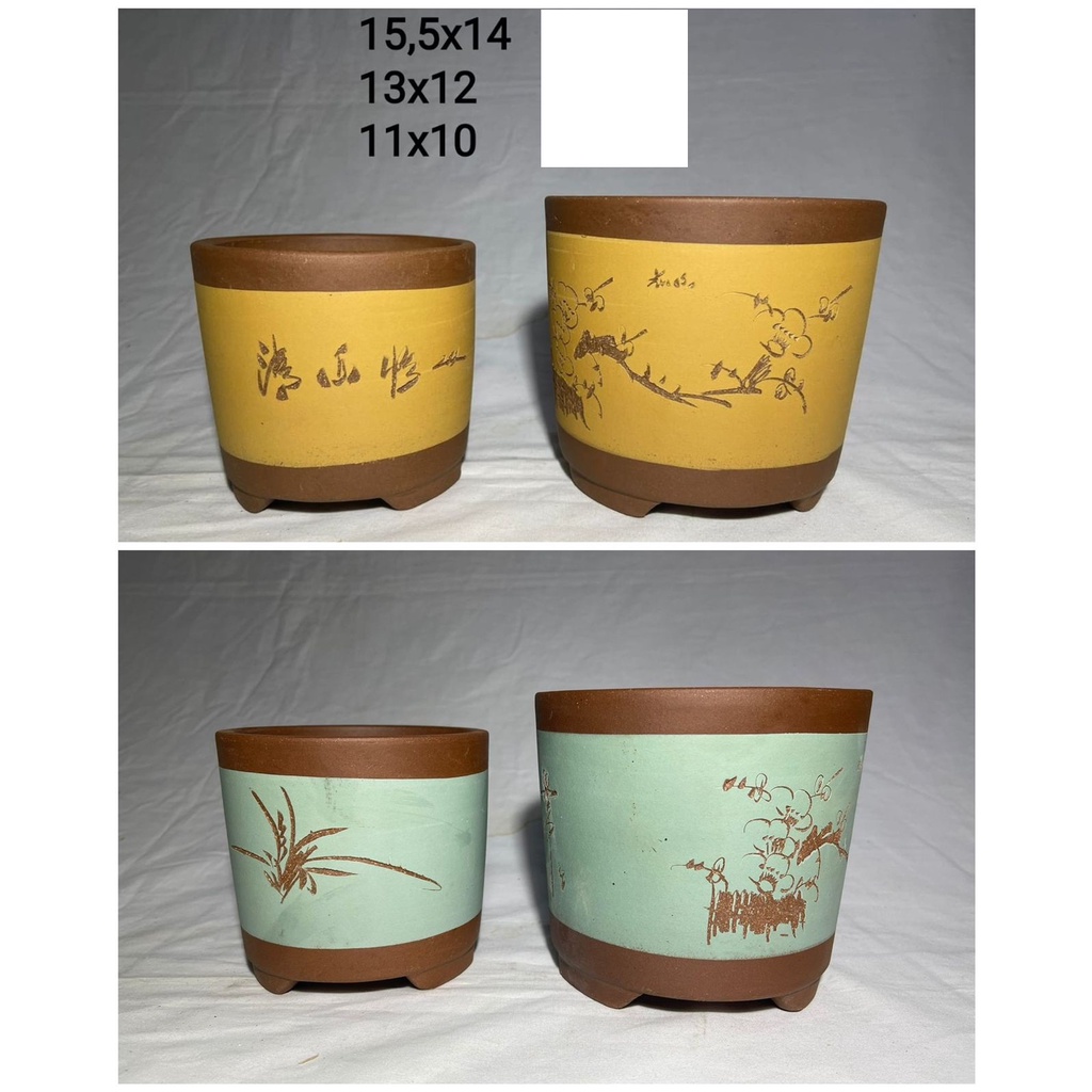 NEW  13cm Pot Keramik Bonsai Bunga Import Murah Berkualitas Model bulat mame