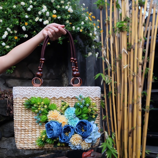 

Medium Blue Iris Handmade Bag