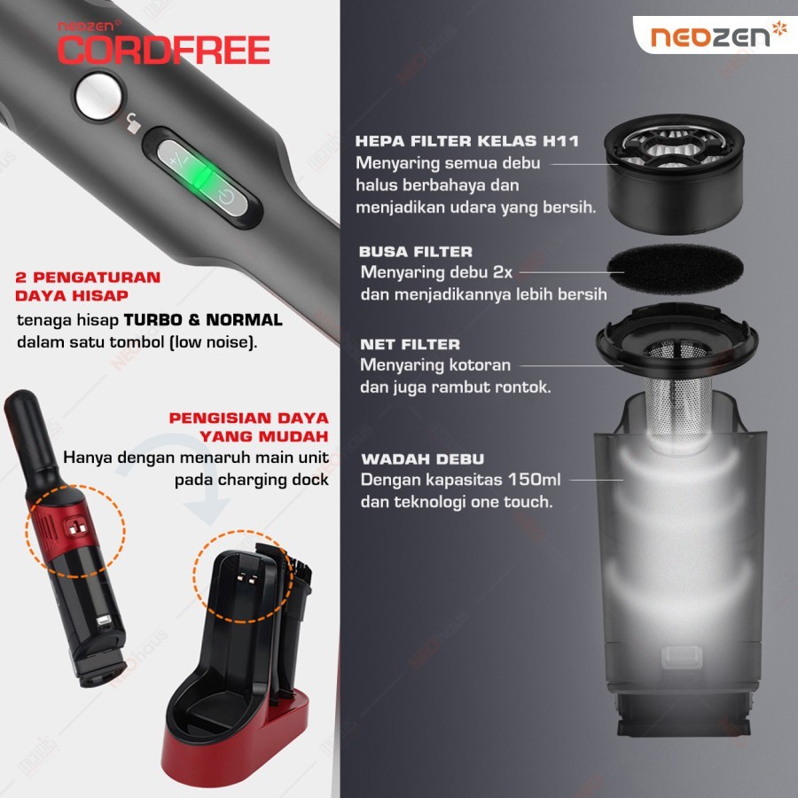 NEOZEN CORDFREE / Vacuum Cleaner Cordless Garansi Resmi