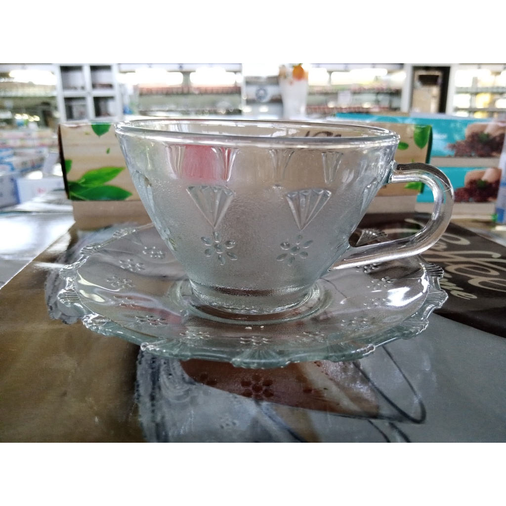 CANGKIR SET KACA FOLLA GELAS HIAS CANGKIR KOPI GELAS BELING GELAS KACA MODEL PRINT GELAS GAGANG MUG