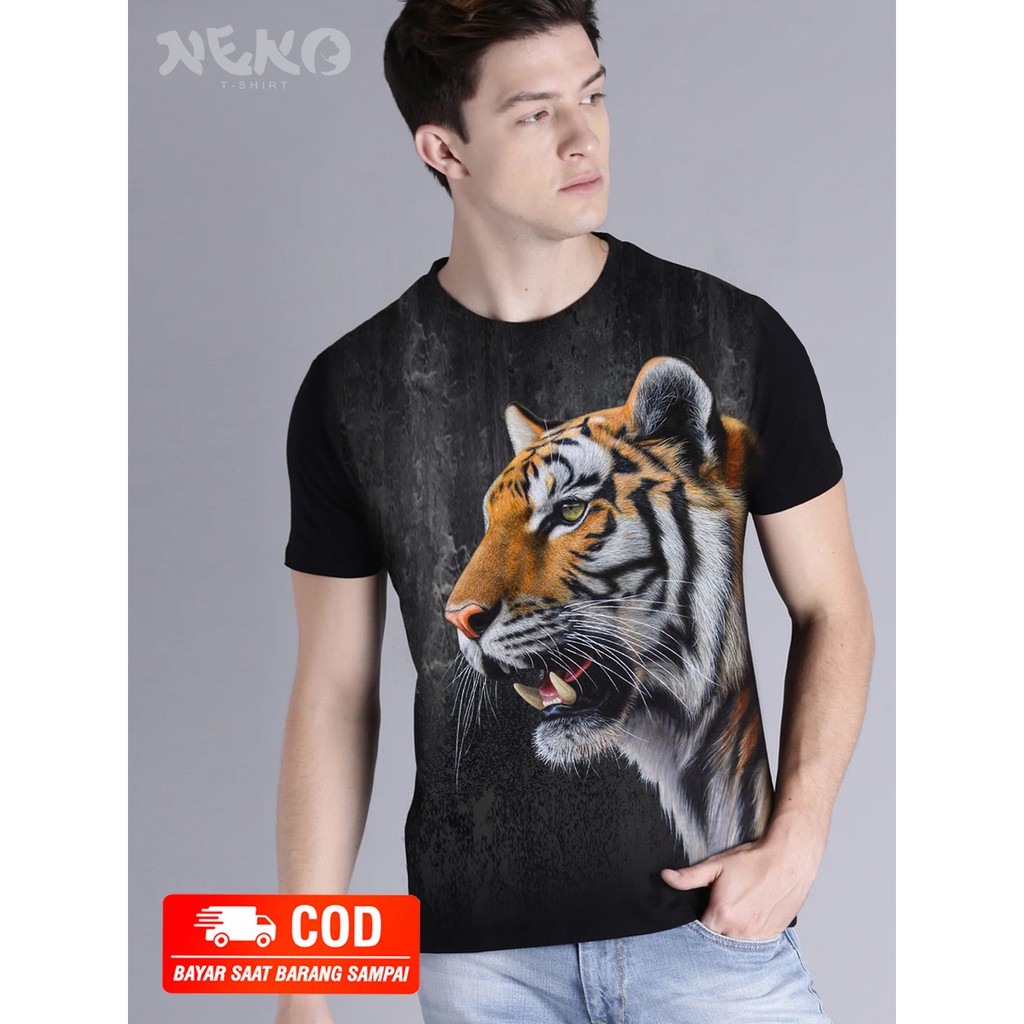 Toko Neko/ Kaos Motif Macan  / singlet pria / kaos pria distro 3d / harimau