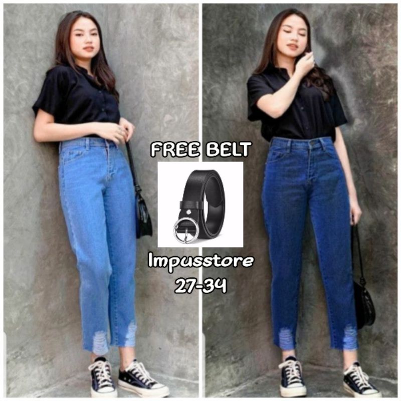 PREMIUM CELANA BOYFRIEND JEANS RIPPED SOBEK WANITA//BOYFRIEND RIPPED/BF SOBEK