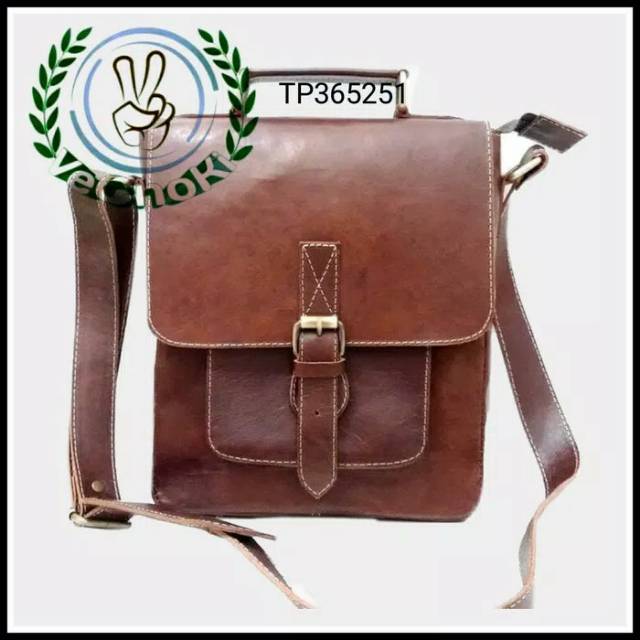 Tas Selempang Pria Wanita Kulit Sapi Asli - Polos