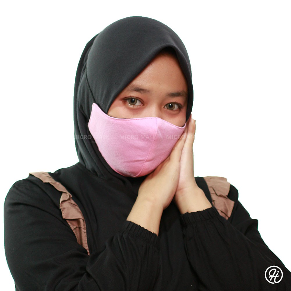 Masker Kain Headloop Pria Wanita Cowok Cewek Hijab Friendly Tali Karet Elastis Hitam Keren Hijacket-PINK