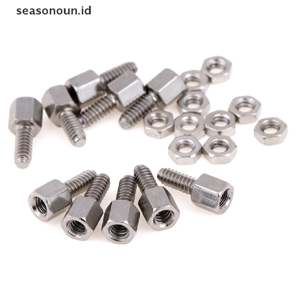 【seasonoun】 10Sets 5+7mm Header Plate Bracket Stud Bolt &amp; Nut Nuts Screw D-Sub VGA serial .