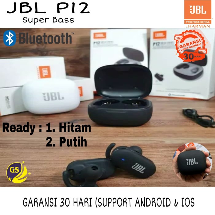 HEADSET BLUETOOTH JBL P12 TWS ORIGINAL PUREBASS WIRELESS EARPHONE P-12