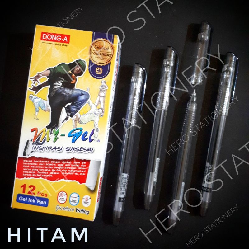 

Pen gel dong-a my gel black hitam 31 . 12 unit