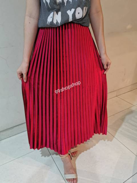 Rok beludru panjang/spring autuam/payung/lebar/velvet/Plisket/import/bangkok