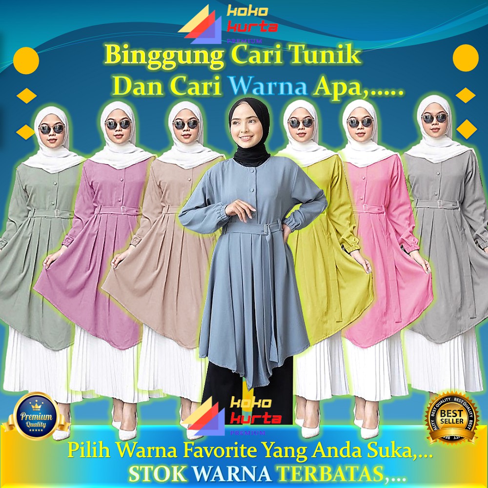 YY-Tunik Amanda Terbaru 2021 Tunik Kekinian Wanita Murah Remaja Polos Hitam Pink Mngu Maroon Hiaju A