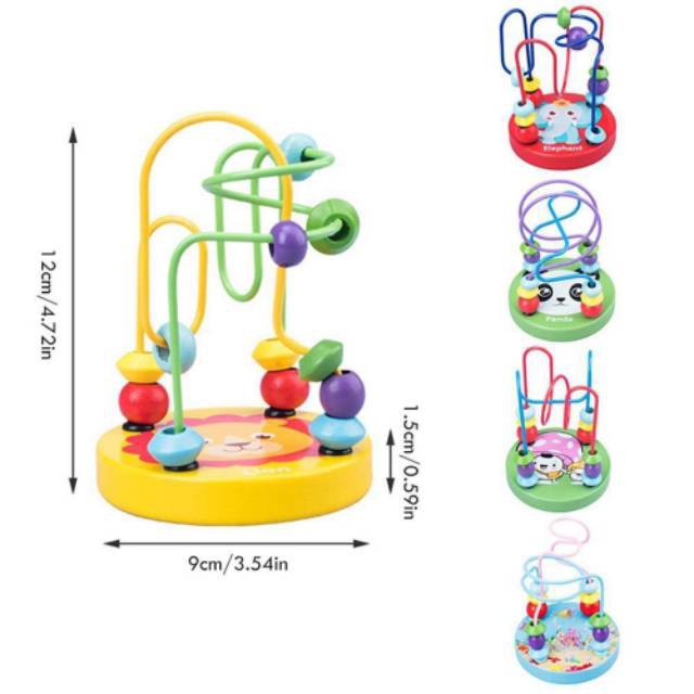 Mainan edukasi bayi, mainan motorik bayi Mainan Puzzle kayu mini round bead alur kawat mini wiremaze