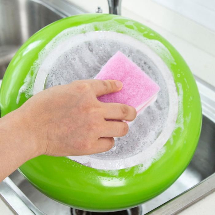 3 lapis gelombang 2   sisi  / Spons Cuci Piring Warna Warni Spon Sponge Sabut Jaring Alat Dishwashing Dapur Masak Busa Serbaguna