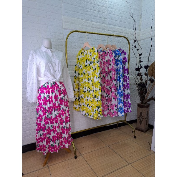 rok flower import prisket motiv bunga flower skirt import