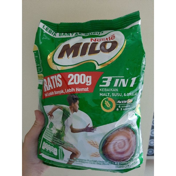 Milo Active Go 3 in 1 / Susu Milo 1 Kg (Tanpa Toples)