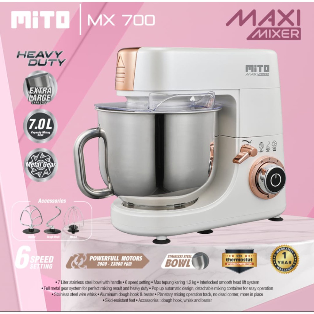 Stand Mixer Mito MX-700 Maxi Mixer Heavy Duty 7 Liter