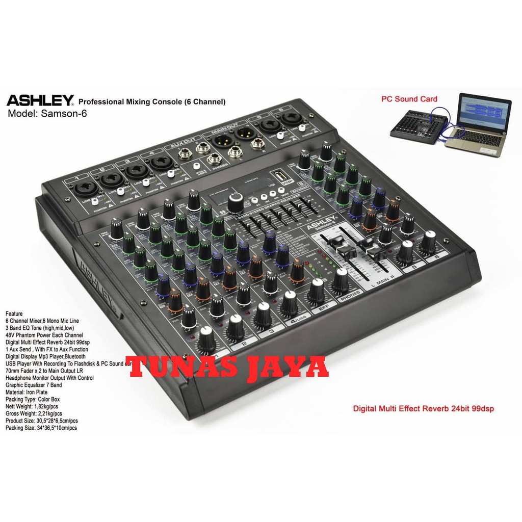 MIXER AUDIO ASHLEY SAMSON 6 - SAMSON6 ORIGINAL 6CHANNEL