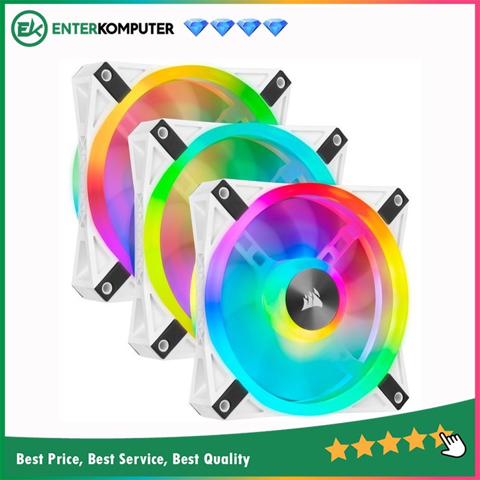 Corsair iCUE QL120 White RGB (Three Pack) - With Lighting Node CORE - 12CM Fan