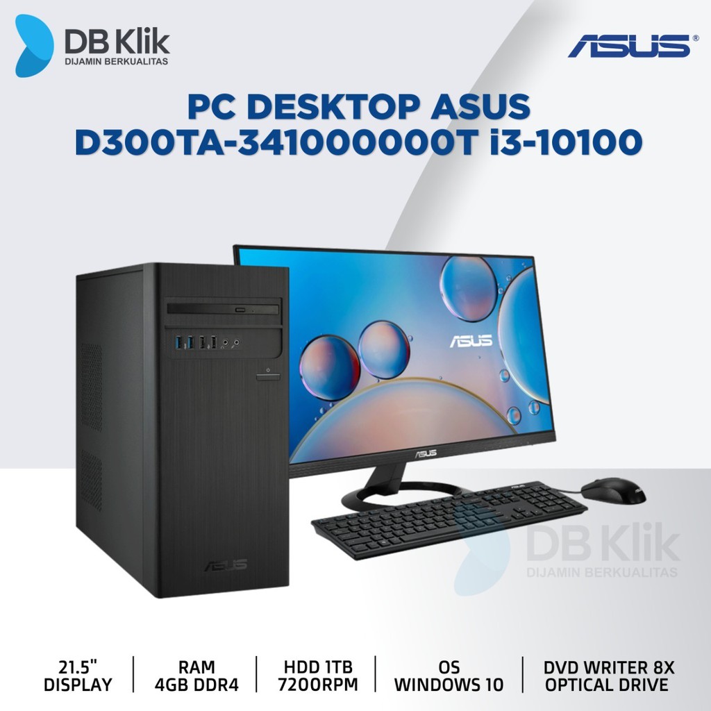 PC Desktop ASUS D300TA-341000000T i3-10100 4GB 1TB Windows 10 | 21.5"