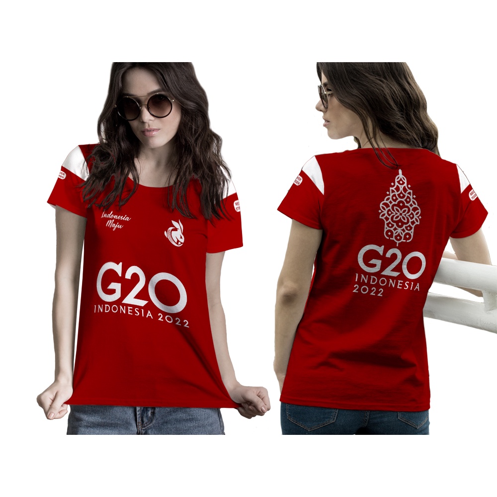 [Tinishop] Tshirt Wanita G20 Indonesia | Kaos G20 Indonesia 2022 | Kaos G20 FullPrint