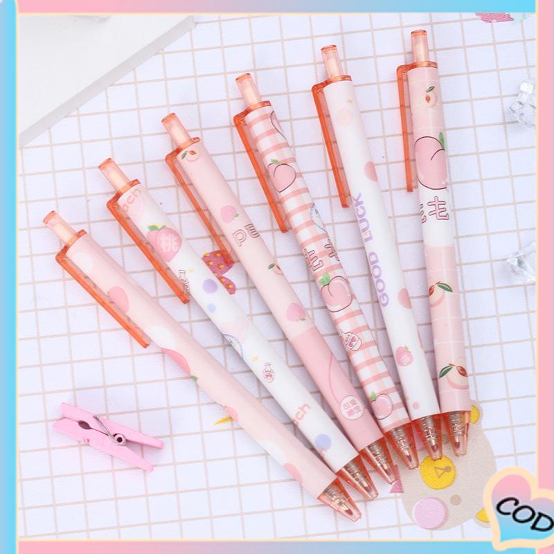 COD❤️ 0.5mm Tip Siswa Pola Persik Gadis Lucu Jenis Pers Pena Gel Menulis Halus-A.one