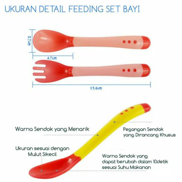 Sendok makan silikon bayi anak soft silicone spoon sensor panas