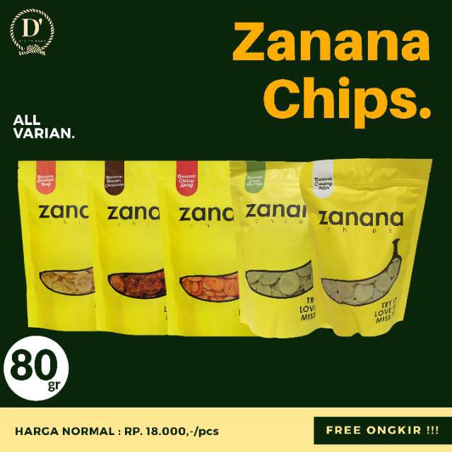 

[PROMO] Zanana Chips All Varian (80gr) - Keripik Pisang