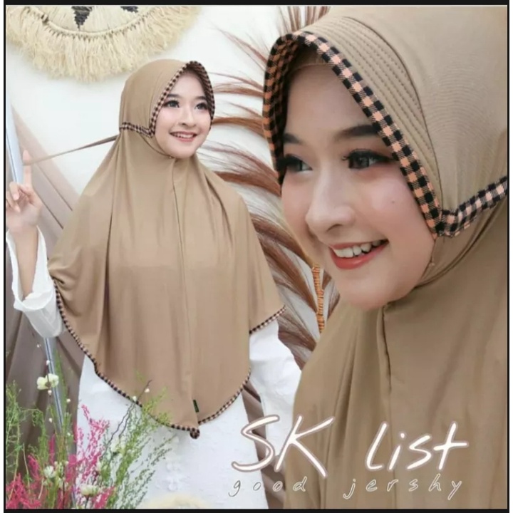 Hijab Instan List Kotak Serut Jersey Kerudung Kekinian Jilbab Terbaru 2021