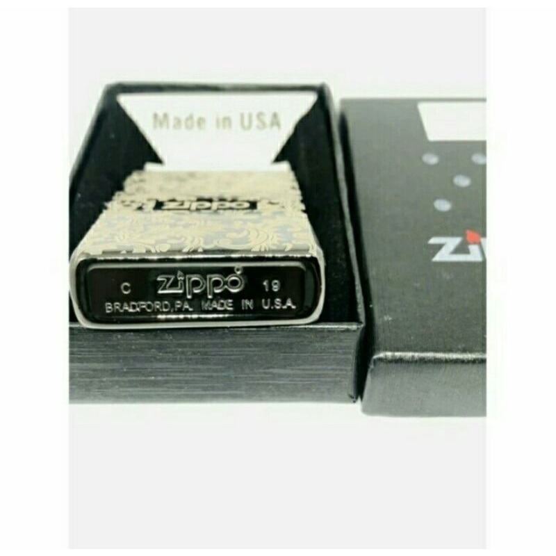 Korek Api Zippo Motif Blue Black Grade Original