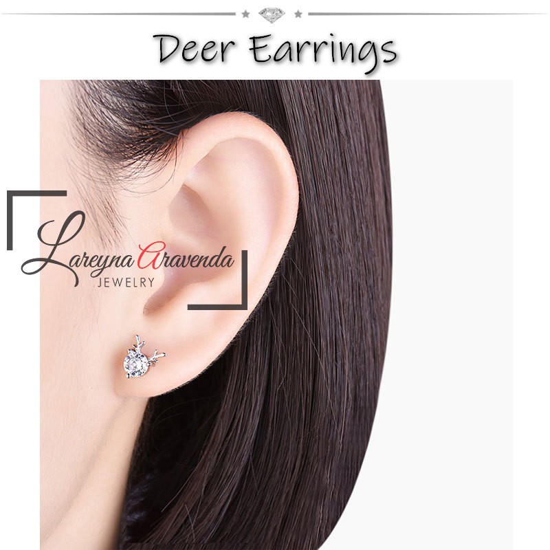 Anting Wanita Silver S925 Model Deer Diamond Earrings AT019