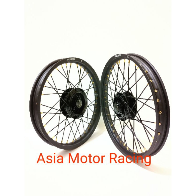 Paketan Velg Rossi Ring 17 140 160 Grand Astra Supra fit lama Tromol Jari jari Hitam Set Stell Velg