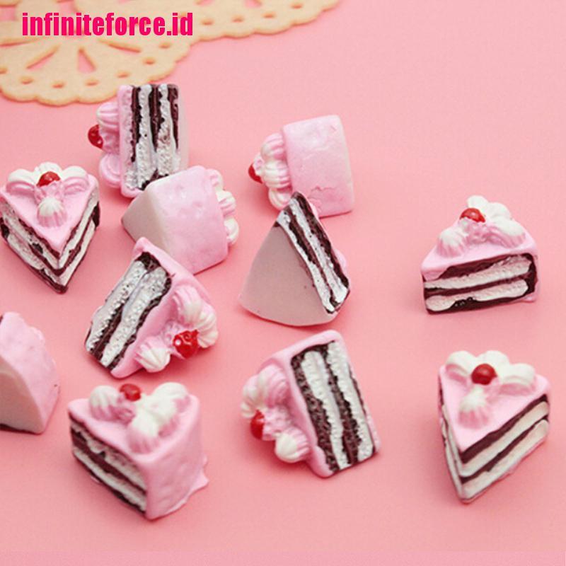 10 Pcs Kerajinan Bentuk Bunga Kue Segitiga Bahan Resin Untuk Scrapbook