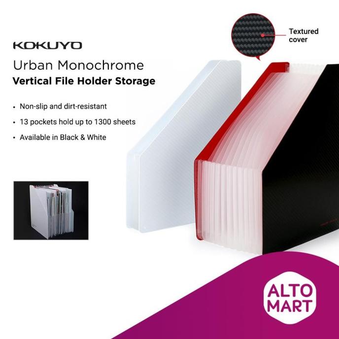 

Office & Stationery | Document Organizer | Kokuyo Vertical Expandable File Holder Storage A4 Black White | Best Seller
