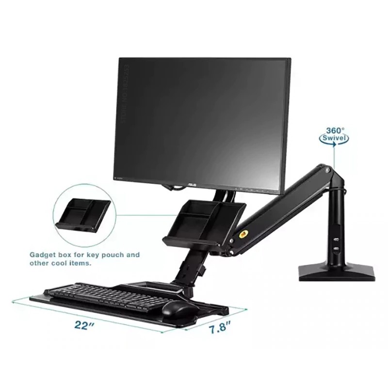 Bracket Monitor 22 - 35 inch, LED LCD TV's Gas Spring Full Motions, Sit & Stand Workstation