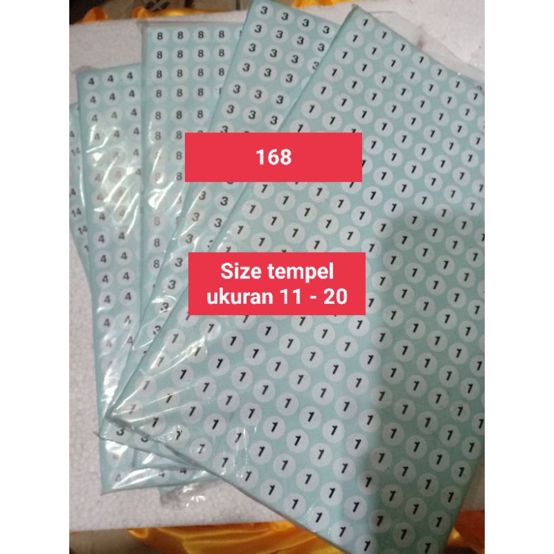 ( COD ) SIZE TEMPEL PERLEMBAR  11 S/D 20 ( GROSIR )