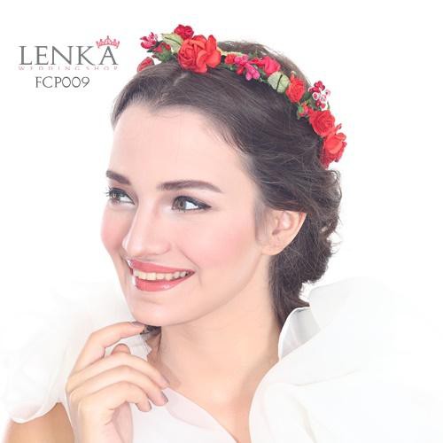 [SIAP KIRIM] AKSESORIS RAMBUT PESTA FLOWER CROWN MERAH HEADBAND FCP009