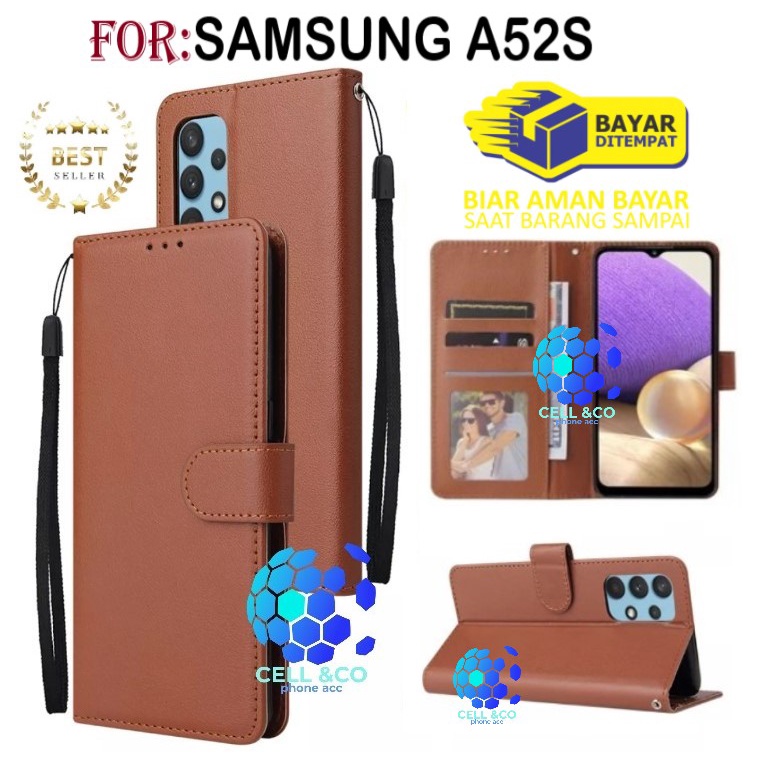 SAMSUNG GALAXY A52S CASE FLIP LEATHER WALLET PREMIUM FLIP CASE BUKA TUTUP KESING HP CASING FLIP CASE WALLET SAMSUNG A52S