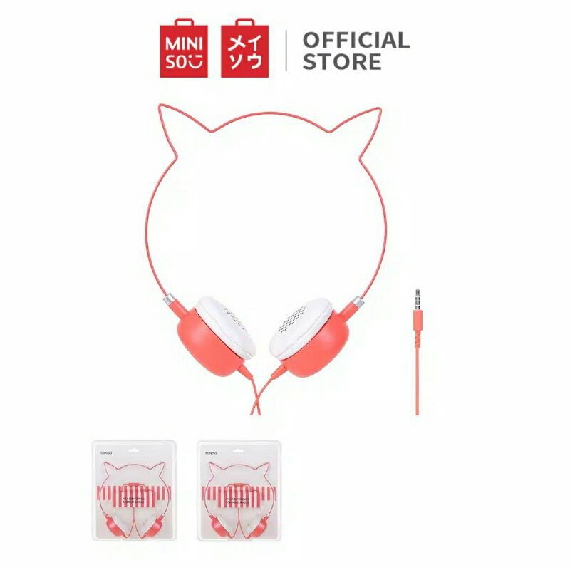 MINISO HEADSET HEADPHONE EARPHONE ON EAR KABEL TELINGA KUCING CAT EAR