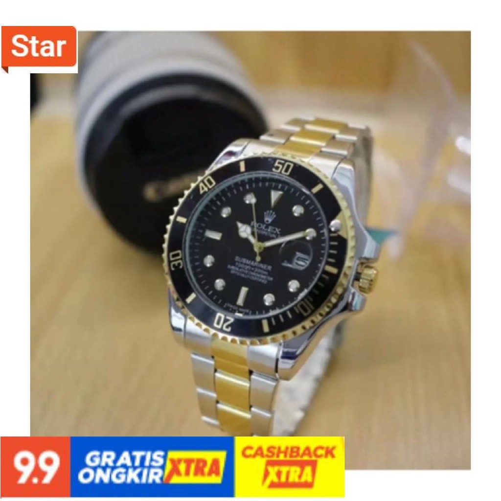 BEST SELLER  - ANTI AIR IMPORT HITAM PUTIH POLOS / JAM TANGAN ROLEX DAYTONA TANGGAL