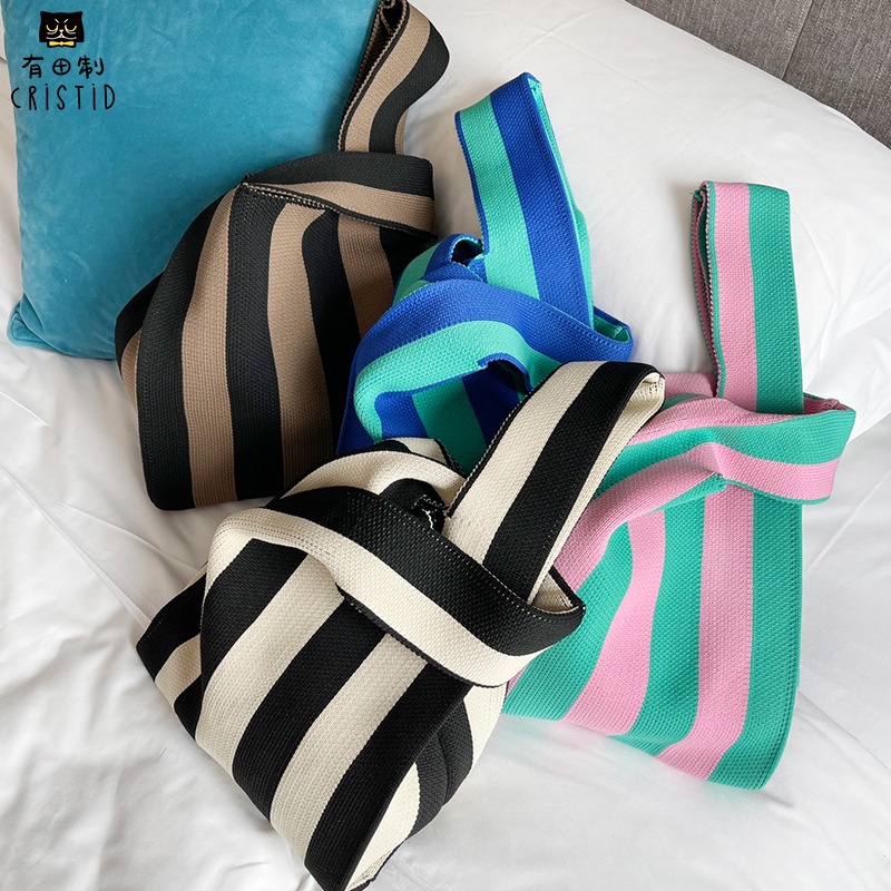 ♫ Megata ♫ TS002 Tote Bag Model Garis rajut tebal korea hand bag fashion korea