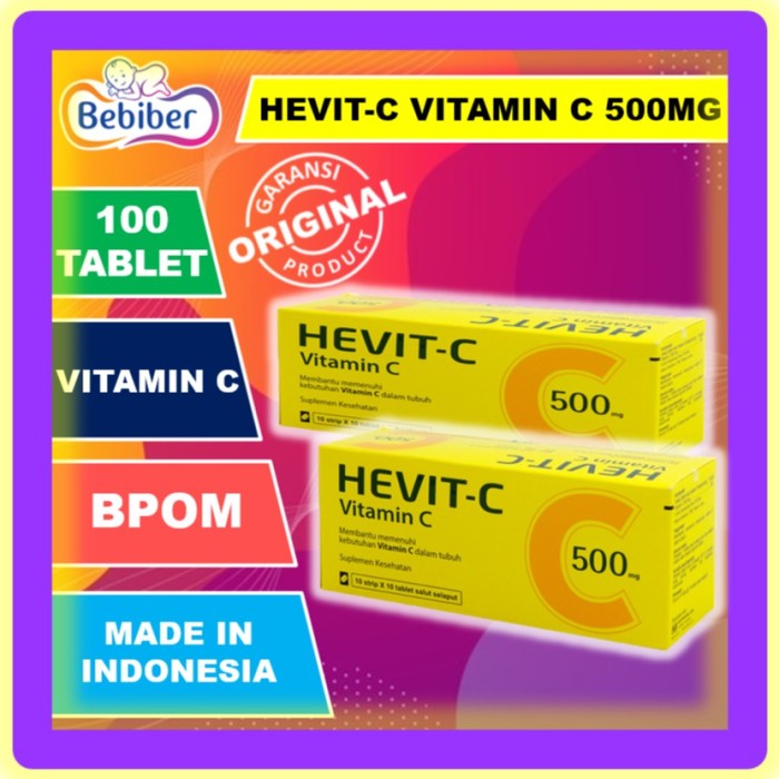 Hevit-C Vitamin C 500mg Isi 100 Tablet / Hervit C / BEBIBER - Hevit C 500mg