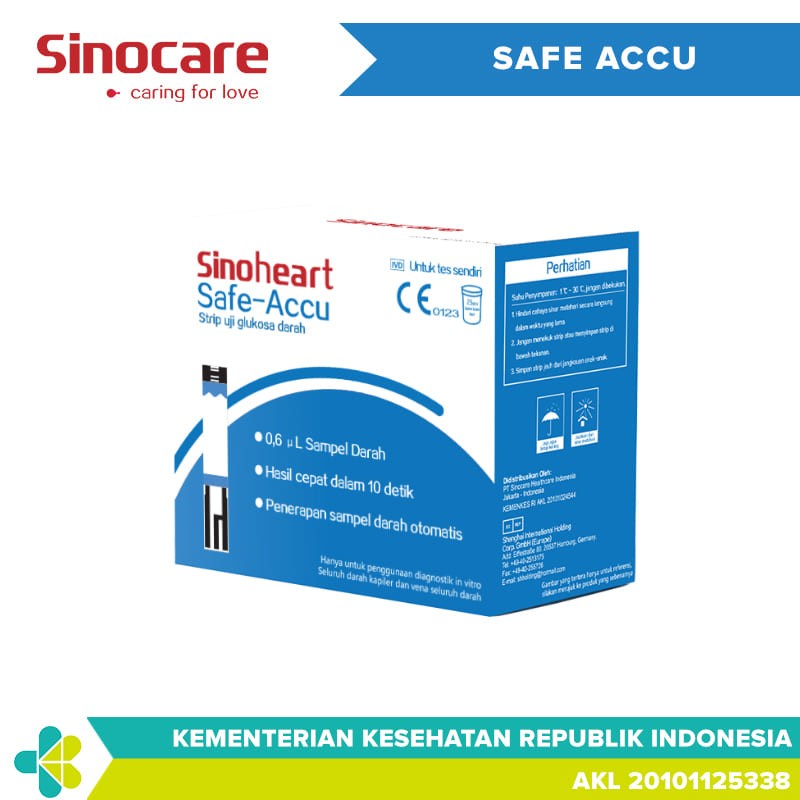 Strip Sinocare Sinoheart Safe-Accu Gula Darah  /Strip Glukosa Safe Accu