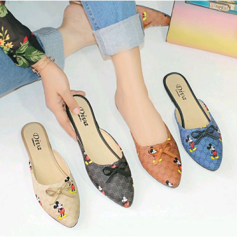 Sepatu Sandal Wanita Daltu Mickey Mouse Pita
